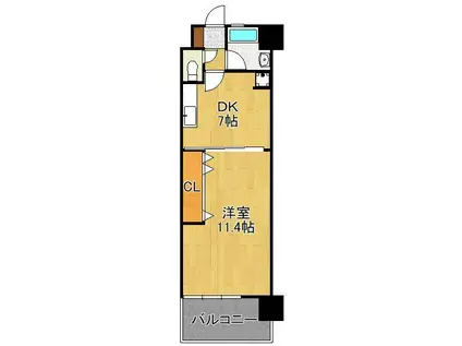 コンプレート古船場(1DK/6階)の間取り写真