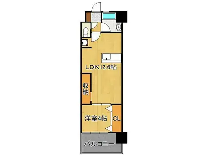 コンプレート古船場(1LDK/7階)の間取り写真