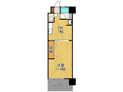 コンプレート古船場(1DK/4階)の間取り写真