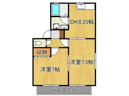 ベルエポック伊川(2DK/1階)の間取り写真