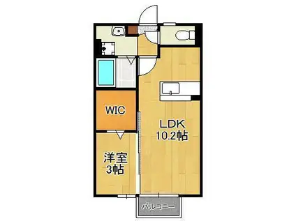 オーク上富野(1LDK/1階)の間取り写真