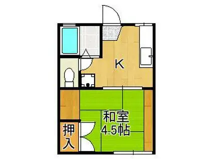 宮川コーポ(1K/2階)の間取り写真