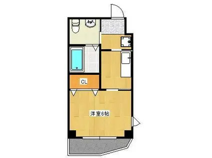 旦過タカヤコーポレーションビル(1K/10階)の間取り写真