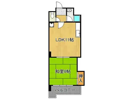 グランドハイツ砂津(1LDK/3階)の間取り写真