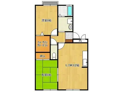 ルミエール赤坂(2LDK/1階)の間取り写真