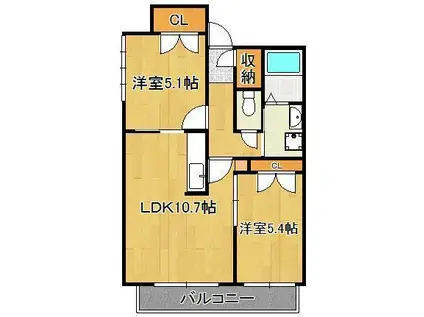 REZIA小倉(2LDK/2階)の間取り写真