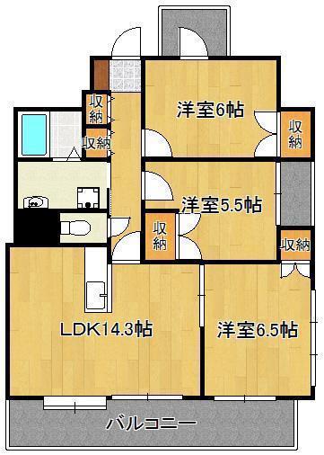 REZIA小倉(3LDK/3階)の間取り写真