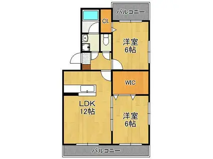 エクセルシティ門司 B棟(2LDK/2階)の間取り写真