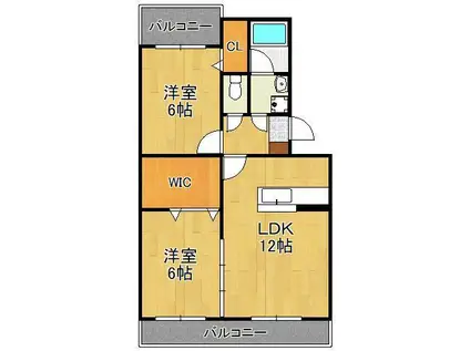 エクセルシティ門司 B棟(2LDK/2階)の間取り写真