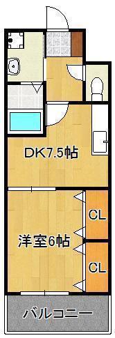 ギャラン吉野町(1DK/2階)の間取り写真
