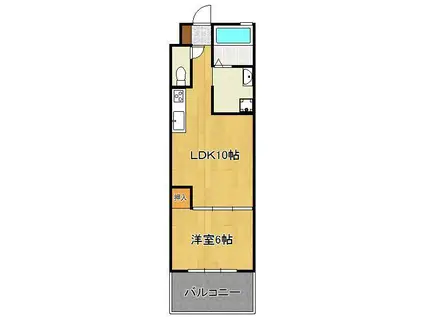 エルザビル香春口45(1LDK/11階)の間取り写真