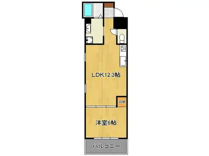 エルザビル香春口45(1LDK/11階)の間取り写真
