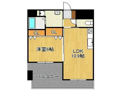 アーリントン(1LDK/11階)の間取り写真