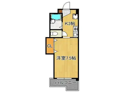 アビタシオン柳町(1K/6階)の間取り写真