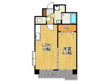 FORTUNATE砂津(1LDK/3階)の間取り写真