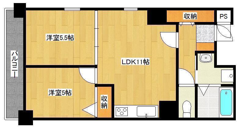 フルール・ド・パリス(2LDK/6階)の間取り写真