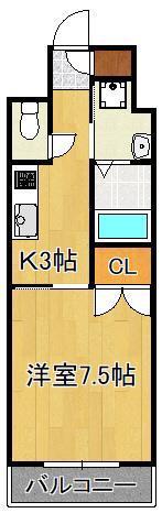 リファレンス小倉駅前(1K/7階)の間取り写真