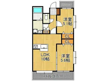 J-スクエア(2LDK/2階)の間取り写真