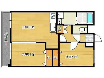 J-スクエア(2LDK/8階)の間取り写真