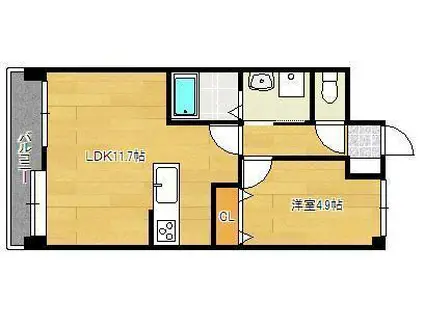 J-スクエア(1LDK/9階)の間取り写真