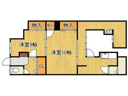 北九州高速鉄道 旦過駅 徒歩3分 2階建 築94年(3K)の間取り写真