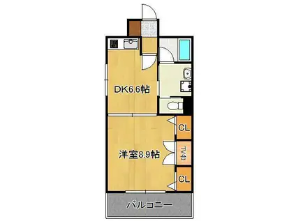 コスモス小倉駅前Ⅱ(1DK/3階)の間取り写真