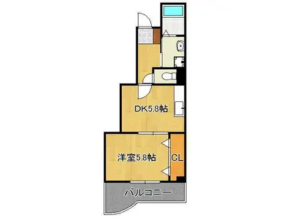 フェルト1713(1DK/3階)の間取り写真