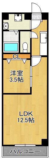 堺町センタービル(1LDK/9階)の間取り写真