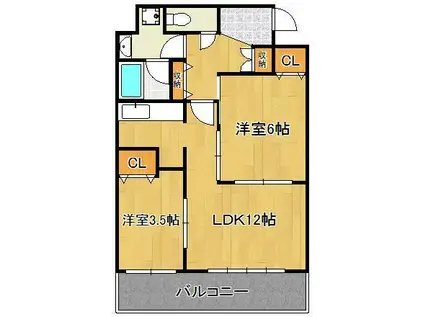 CPタワー(2LDK/12階)の間取り写真