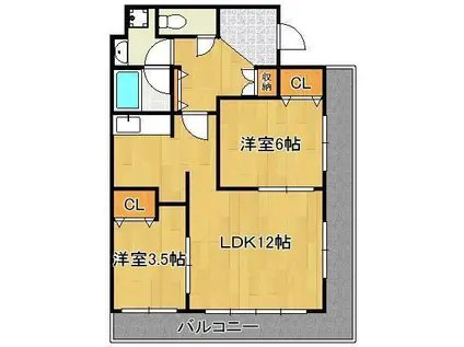 CPタワー(2LDK/5階)の間取り写真