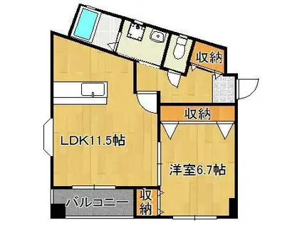 アンビエンス小倉駅前(1LDK/4階)の間取り写真