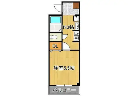 北九州高速鉄道 香春口三萩野駅 徒歩16分 3階建 築20年(1K/2階)の間取り写真