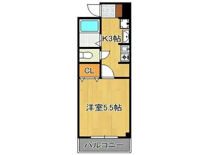 北九州高速鉄道 香春口三萩野駅 徒歩16分 3階建 築20年(1K/3階)の間取り写真