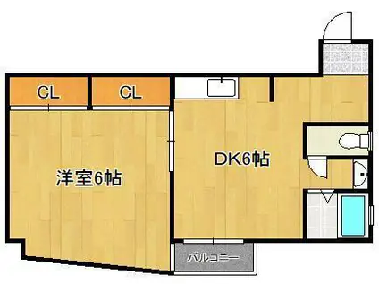 小林ビル(1DK/3階)の間取り写真