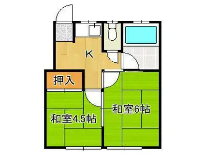 つるや荘(2K/2階)の間取り写真