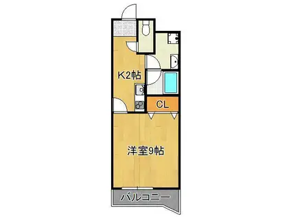 グッドシティ下富野(1K/4階)の間取り写真