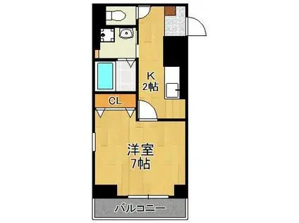 クリス戸ノ上(1K/4階)の間取り写真