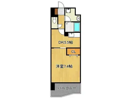 ベイプレイス小倉(1DK/12階)の間取り写真