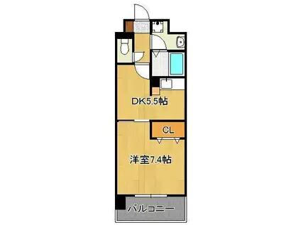 ベイプレイス小倉(1DK/2階)の間取り写真