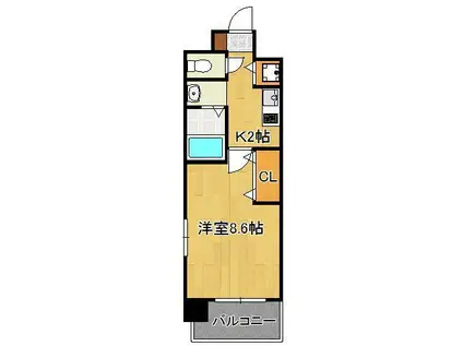 ベイプレイス小倉(1K/3階)の間取り写真