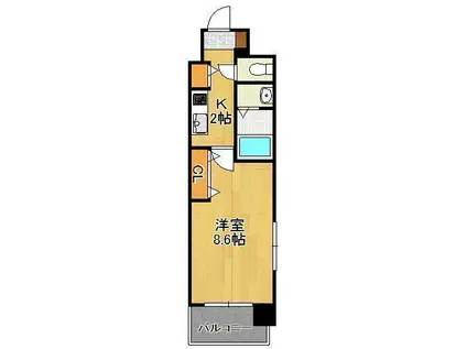 ベイプレイス小倉(1K/7階)の間取り写真