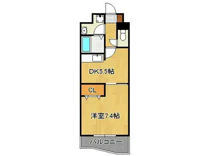 ベイプレイス小倉(1DK/3階)の間取り写真