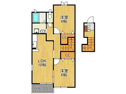 ペンサミエントC棟(2LDK/2階)の間取り写真