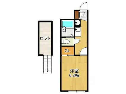 ハイツみらい(1K/2階)の間取り写真