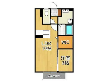北九州高速鉄道 平和通駅 徒歩21分 2階建 築20年(1LDK/2階)の間取り写真