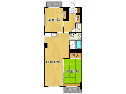 菊ケ丘ハイツ(2LDK/2階)の間取り写真