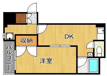 ドミール魚町(1DK/4階)の間取り写真