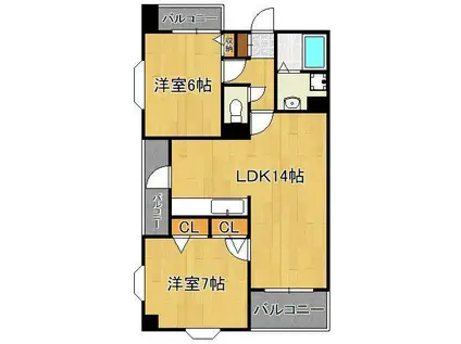 シャイニーヒルズ(2LDK/3階)の間取り写真