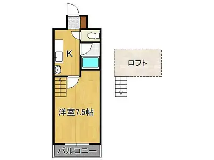 ヒロビルディング(1K/6階)の間取り写真