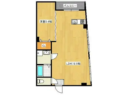 三萩野ビル(1LDK/3階)の間取り写真